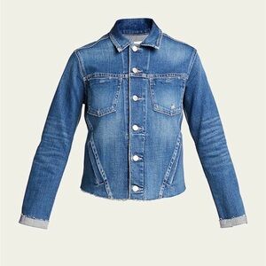 L'AGENCE Indigo Blue Cropped Denim Jacket